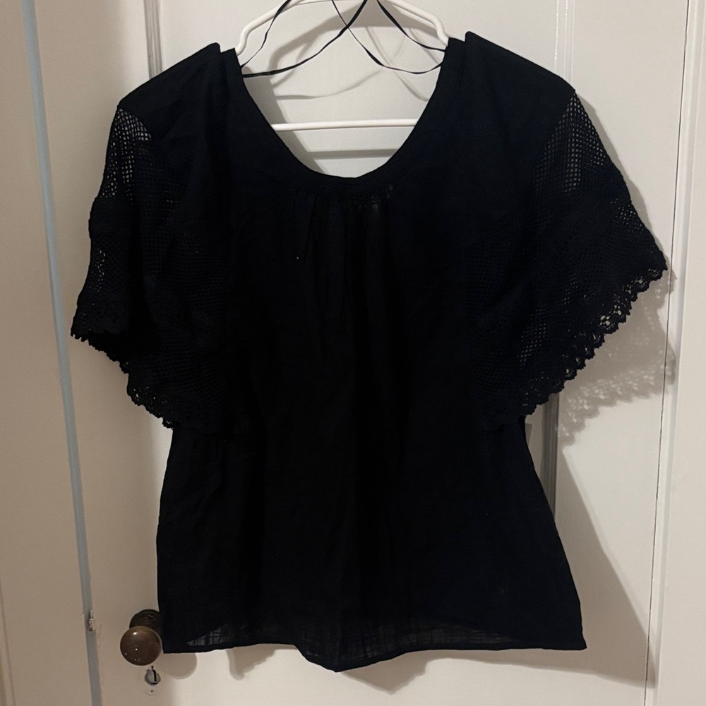 Old Navy Black Lace Sleeve Blouse